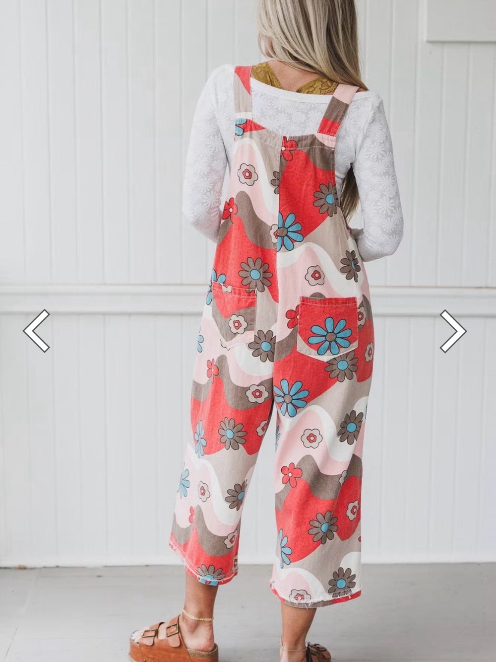 Easel brand "High Hopes" slouchy denim overalls boho flower oversized - Picture 2 of 6